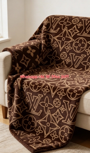 LV Brown & Gold Monogram Blanket IMG_3015